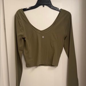 Lululemon Athletica Khaki Long Sleeve Crop Top Size 8